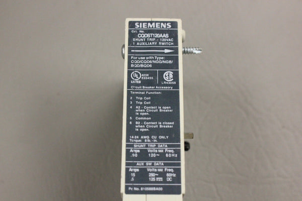 Siemens CQDST120AAS Shunt Trip Auxiliary Switch