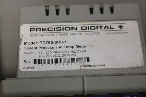 LOT OF 2 PRECISION DIGITAL TRIDENT PROCESS & TEMPERATURE METERS PD765-6R0-1