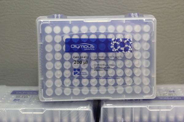 NEW 5 RACKS OLYMPUS 200 ul LOW BINDING BARRIER PIPETTE TIP 26-412