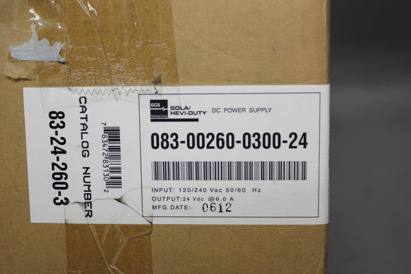 NEW SOLA/HEVI-DUTY DC POWER SUPPLY  83-24-260-03