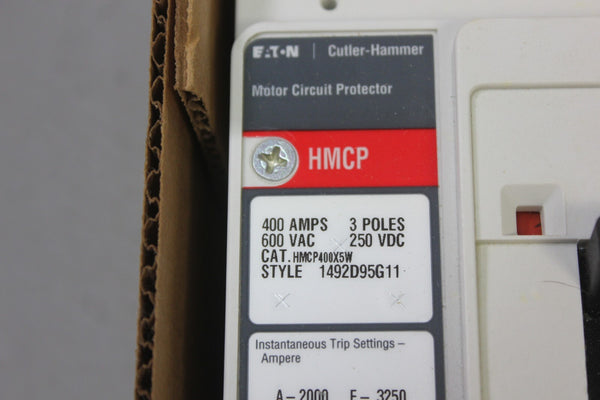 NEW CUTLER HAMMER 400A 600V MOTOR CIRCUIT PROTECTOR/BREAKER HMCP400X5W