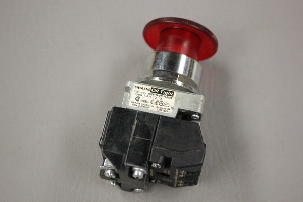 UNUSED SIEMENS RED MUISHROOM HEAD ILLUMINATED PUSHBUTTON 52PR8DRAB