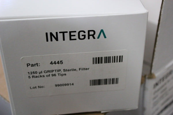 NEW CASE OF 1,920  INTEGRA 1250 ul GRIPTIP FILTERED PIPPETE TIPS 4445
