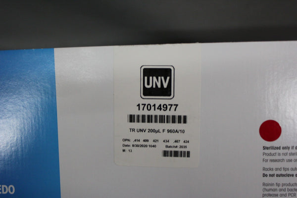 NEW CASE OF 960 RAININ METTER TOLEDO TERRA RACK PIPETTE TIPS 200uL 17014977