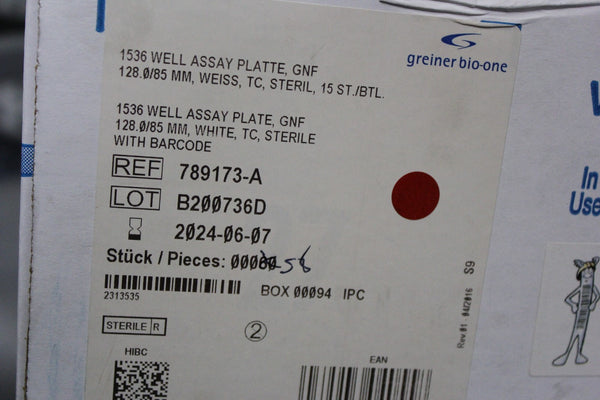 45 NEW GREINER BARCODED STERILE 1536 WELL ASSAY PLATE 789173-A EXP 2025