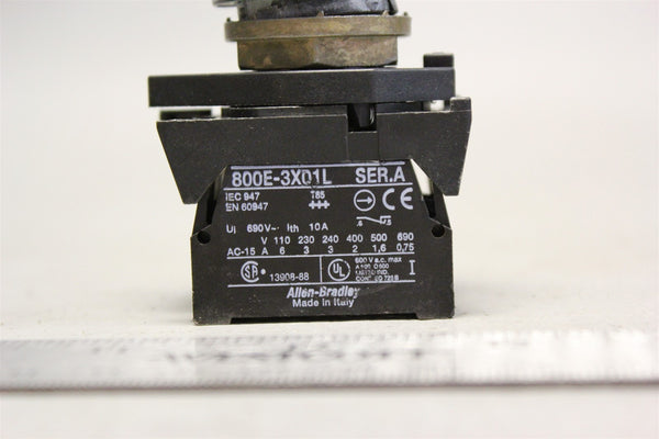 Allen Bradley E-Stop Emergency Button w/twist Release 800E-3X10, 800E-3X01L