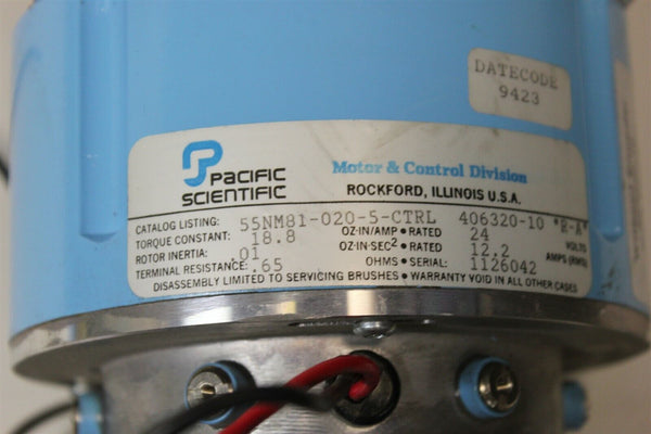 PACIFIC SCIENTIFIC SERVO MOTOR WITH TACHOMETER 55NM81-020-5-CTRL