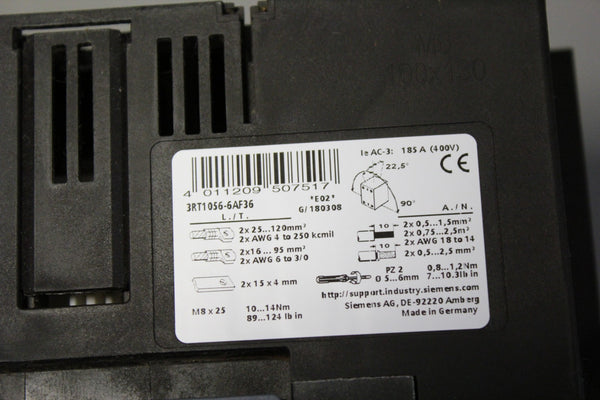 SIEMENS SIRIUS POWER CONTACTOR  3RT1056-6AF36