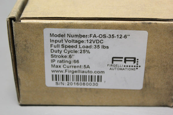 NEW FIRGELLI ELECTRIC LINEAR ACTUATOR  FA-OS-35-12-6