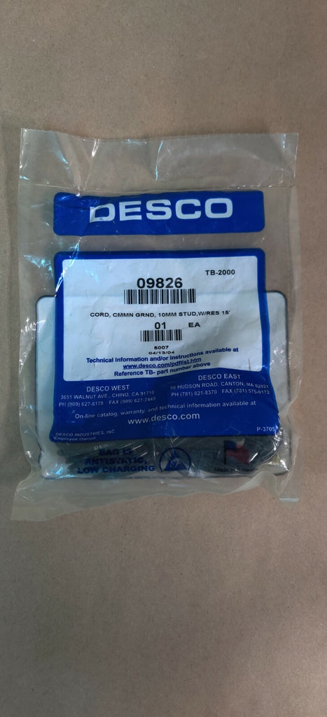 DESCO 09826 Cord kit common ground 10 MM STD NEW     