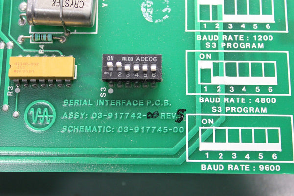 VARIAN 3400 GAS CHROMATOGRAPH SERIAL INTERFACE PCB 03-917742 