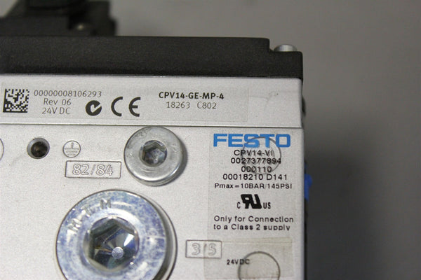 FESTO SOLENOID VALVE MANIFOLD WITH 4 VALVES CPV14-GE-MP-4