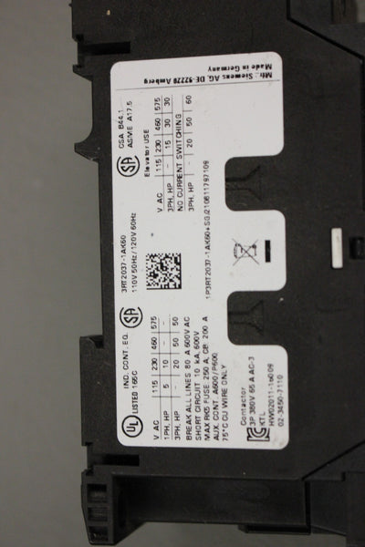SIEMENS SIRIUS 3RT2037-1AK60 CONTACTOR UNIT