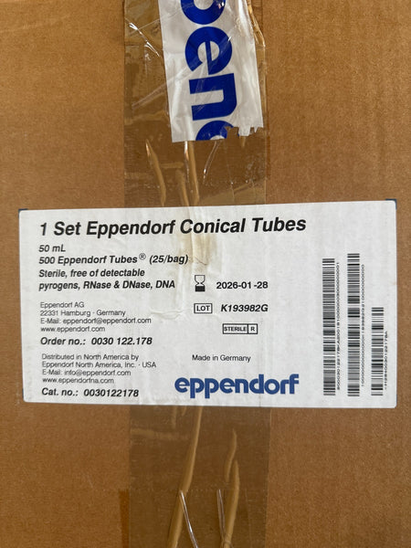 (20 bags of ) 25 NEW EPPENDORF 50mL CONICAL TUBES 0030122178 500PC TOTAL