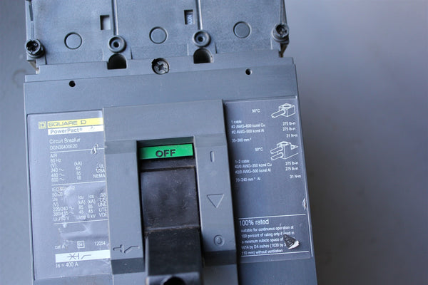 SCHNEIDER/SQUARE D POWERPACT 400A CIRCUIT BREAKER WITH TRIP UNIT DGN36400E20