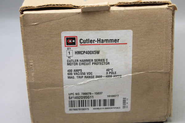 NEW CUTLER HAMMER 400A 600V MOTOR CIRCUIT PROTECTOR/BREAKER HMCP400X5W
