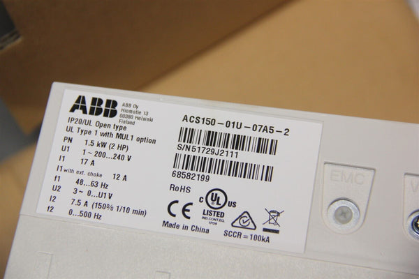 NEW ABB 2HP AC DRIVE ACS150-01U-07A5-2