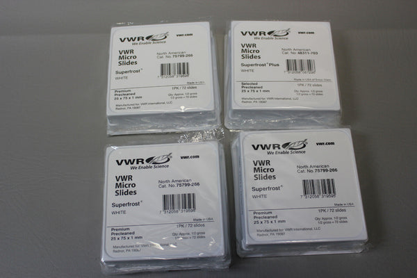 LOT OF 4 VWR MICRO SLIDES SUPERFROST WHITE 25X75MM 75799-266