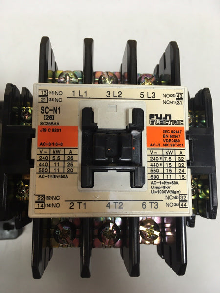  Lot of 2 Fuji Electric Contactors SC-N1 SC258AA Used