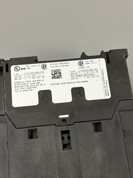 UNUSED SIEMENS POWER CONTACTOR 3RT2038-1AK64-3MA0