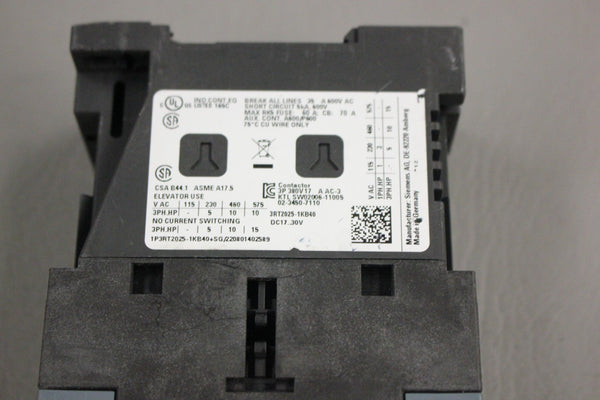 SIEMENS SIRIUS CONTACTOR 3RT2025-1KB40