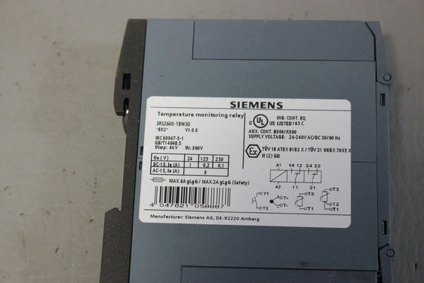SIEMENS TEMPERATURE MONITORING RELAY 3RS2600-1BW30