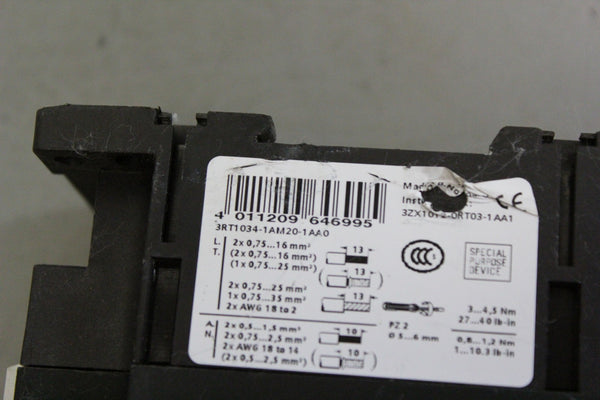 SIEMENS POWER CONTACTOR  3RT1034-1AM20-1AA0