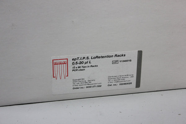 EPPENDORF epTIPS LoRetention Racked Pipette Tips 0.5-20 uL 576 022493028