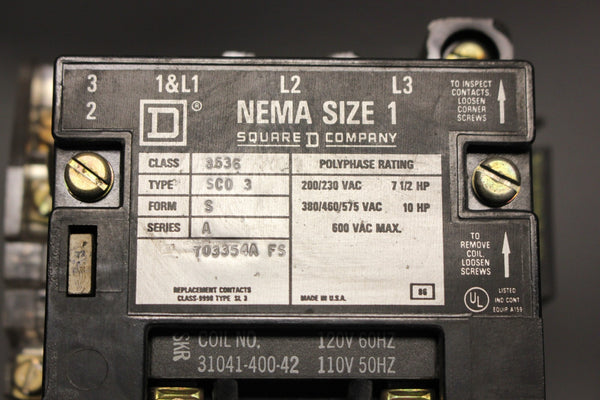 SQUARE D NEMA 1 STARTER  8536SC03
