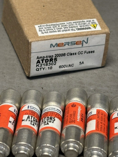 Atdr5 8 AMP TRAP ATDR5 FUSES, 5A 600V, CLASS CC, CURRENT LIMITING, TIME DELA ...