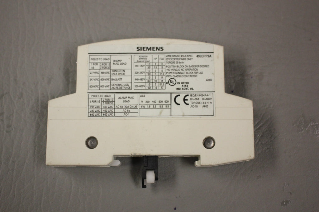 SIEMENS LIGHTING CONTACTOR 49LCPP2A