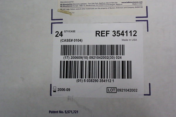 NEW CASE 24 BD FALCON 2 CHAMBER POLYSTYRENE VESSEL TISSUE CULTURE SLIDES 354112