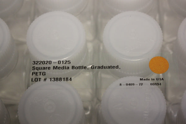 24 NEW SEALED THERMO GRADUATED 125ml PETG MEDIA BOTTLES 322020-0125