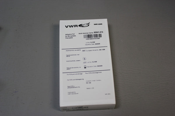 NEW BOX OF 100 VWR PIERCEABLE ADHESIVE FOIL SHEETS FOR MICROPLATES 60941-074