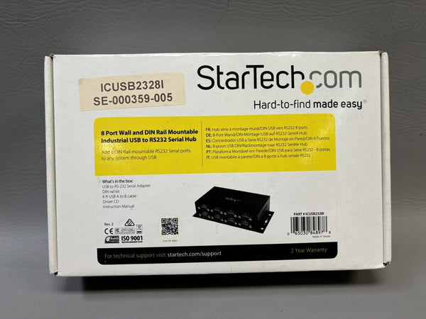 StarTech.com ICUSB23281 8-Port USB to RS232 Wall Mount DIN Rail Industrial