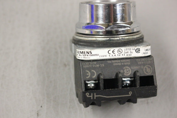 SIEMENS ILLUMINATED PUSH BUTTON GREEN 52PL4M3