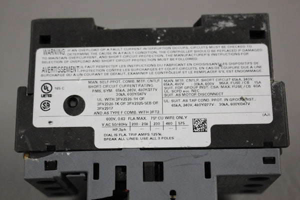 SIEMENS SIRIUS CIRCUIT BREAKER 3RV2011-GA10