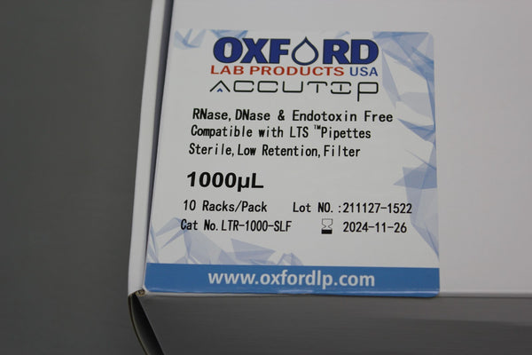 NEW BOX OF 960 OXFORD 1000uL RNase &amp; DNase LTS PIPETTES  LTR-1000-SLF