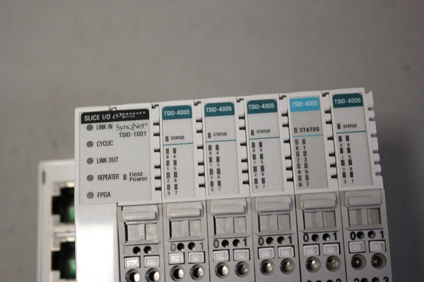 DANAHER SYQNET I/O RACK WITH 6 MODULES (1) TSIO-1001 (4) TSIO-4005 (1)TSIO-4006