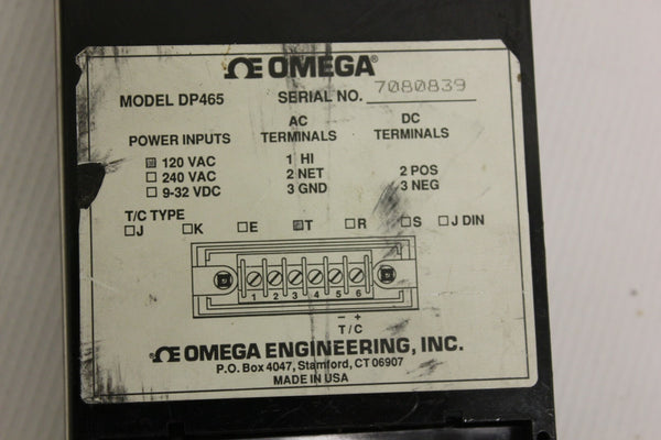 Omega DP465 Digital Thermometer 120vac