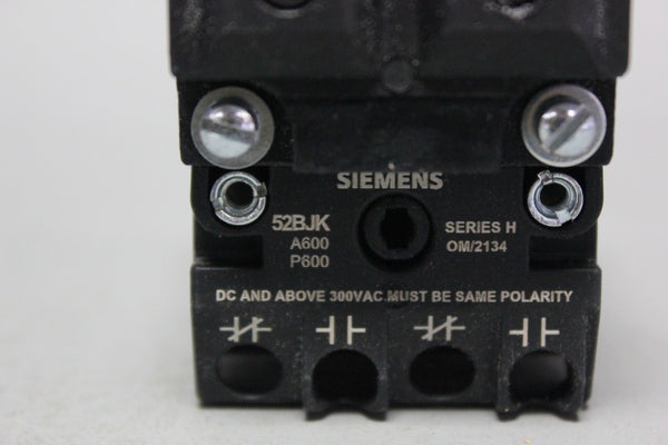 SIEMENS 52PP2GRAB RED MUSHROOM HEAD OIL-TIGHT PUSH BOTTON SWITCH W/52BJK, 52AATG