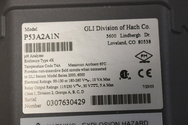 HACH/GLI 53 PHP/ORP ANALYZER P53A2A1N