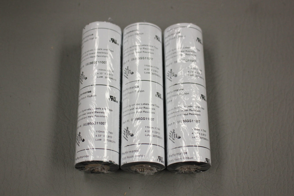Zebra Performance Ribbon LOT OF 3 NEW ZEBRA PERFORMANCE 5095 BLACK RESIN RIBBONS 110MMX74M ...