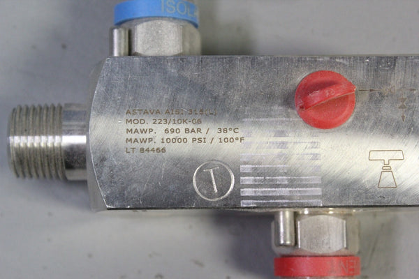 NOS ASTAVA SS 316L MANIFOLD 690BAR 10000PSI 100°F 223/10K-06