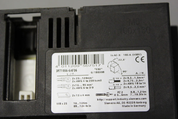 SIEMENS SIRIUS POWER CONTACTOR  3RT1056-6AF36