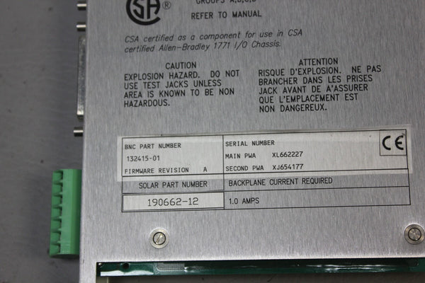 BENTLY NEVADA/ALLEN BRADLEY SYSTEM MONITOR 190662-12 132415-01
