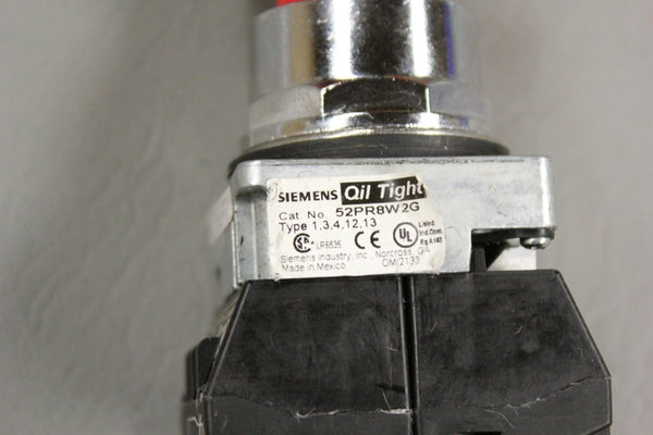 SIEMENS 52PR8W2G OIL TIGHT RED PUSHBUTTON