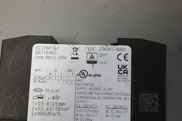 SIEMENS SIRIUS SAFETY RELAY 3TK2810-0BA01