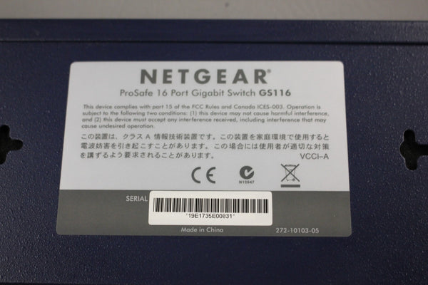 NETGEAR PROSAFE 16 PORT GIGABIT SWITCH GS116