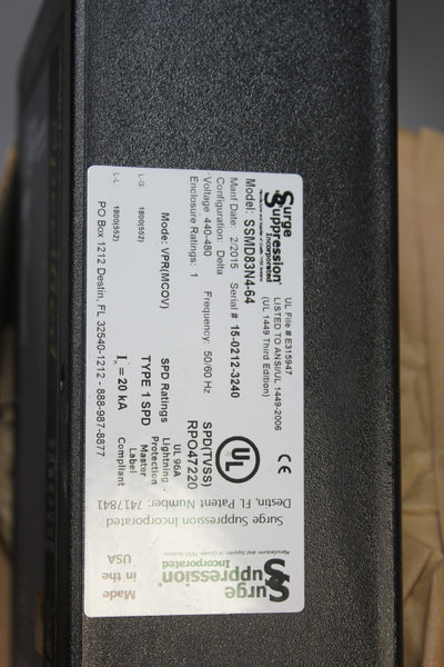NEW SURGE SUPPRESSION INC TRANSIENT VOLTAGE SURGE SUPRESSOR P/N: SSMD83N4-64